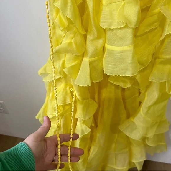 NWT Zimmermann Wonderland Yellow Ruffle Hi Low Dress